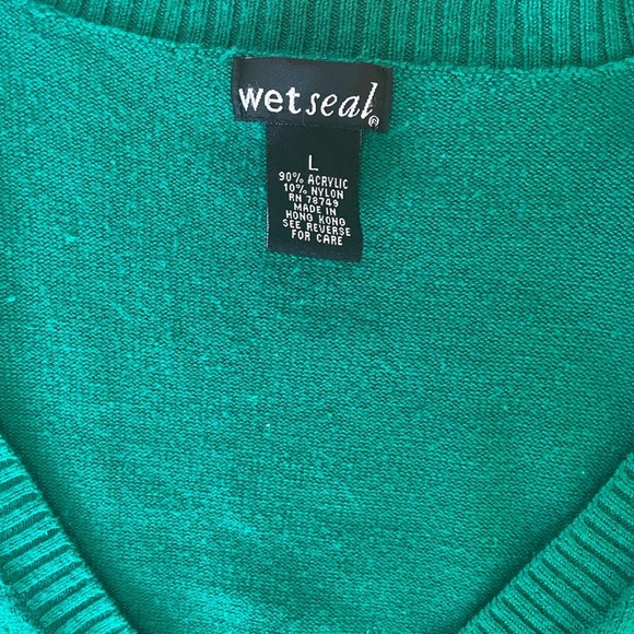 Wet Seal Cropped Cardigan Sweater, Green, Long Sleeve, V Neck, Knit, Cute - Picture 4 of 4